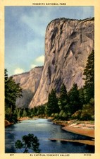 Vintage EL CAPITAN Yosemite National Park CA Linen Postcard C.T. Art-Colortone picture