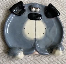 Vintage Signed Douglas Dog Trinket Catch All Dish Too Cute picture