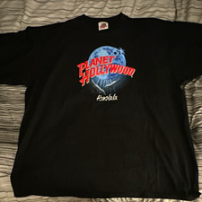 Planet Hollywood Honolulu Black Graphic T-Shirt Vintage 1991 picture