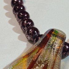 Vintage Venetian Purple Lava Foil Glass Beads Beaded Necklace Choker picture