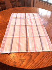 Vtg MCM Startex Kitchen Towel Striped Teal Pink Gray 19