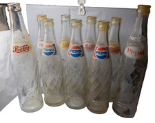 Multiple lot 9 vintage Pepsi cola bottles 12 oz. / 16 oz. / one pint picture