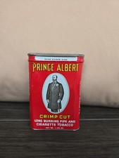 Vintage Art Deco red Prince Albert Crimp Cut Tobacco Tin  picture