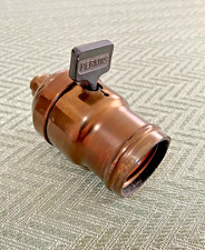 Antique Perkins Brass Fat Boy Lamp Socket Turn Key Paddle Switch 1899 Part VTG picture