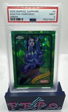 2025 Topps Chrome Marvel Sapphire Green Agatha Harkness 25/99 PSA 9 picture