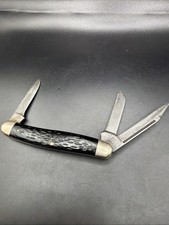 Vintage Kutmaster Utica NY USA 3 Blade Stockman Folding Pocket Knife Jigged picture