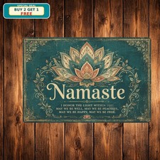 Yoga Namaste Lotus Flower Metal Sign Meditation Room Wellness Studio Decor picture