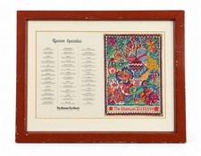 Vintage Russian Tea Room NYC Framed Menu Art Floral Onion Domes 13 x 11 picture