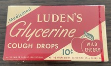 Vintage 1950’s LUDEN’S GLYCERINE COUGH DROPS  Wild Cherry  Cello-Sealed  NOS picture