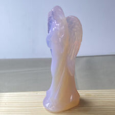 1pc pink opalite angel skull Hand Carved Quartz Crystal Reiki Healing 3” picture