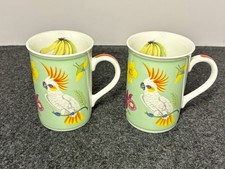 Pair of Lynn Chase 1995 “Monkey Business” Porcelain Mugs 4.125 Inches High New picture