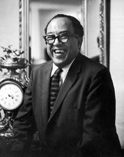 Portrait American poet author journalist Langston Hughes laughing Old Photo picture