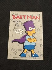 1990 Topps The Simpsons Bartman Avenger of Evil #1 Sticker Bart Watch It Dude picture