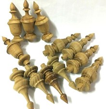 12Pcs Teak Wooden Finial 3 Types Antique furniture Home Decor DIY Unpainted  picture