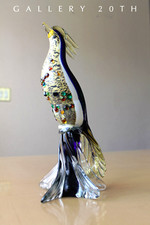 SUPERB MID CENTURY MURANO BIRD OF PARADISE SCULPTURE VTG BLOWN GLASS 50'S BOHO picture