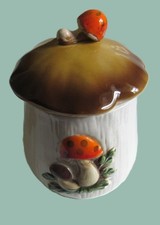 Vtg 1970's Merry Mushrooms Sears Small Canister Japan Foil Sticker 6 ¼ 