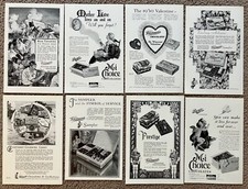 Vtg 1930's Whitman's & Bunte Chocolate Candies Sampler Print Ads Lot of 8 picture