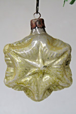 Antique Vintage Glass Outdent Double STAR Embossed Christmas Ornament Germany picture