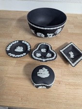 1960's Vintage Black Wedgewood Jasperware 5 piece lot  w/ 7 3/4