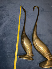 vintage mid-century modern brass heron or crane bird statues picture
