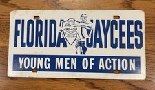 Vintage Florida Jaycees Booster License Plate Steel 60s/70s  picture