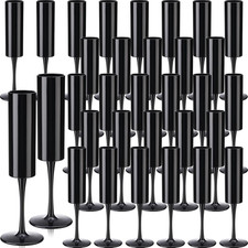 Domensi 30 Pcs Champagne Flutes Bulk Acrylic Goblet 6 oz High Stem Wine Glasses picture