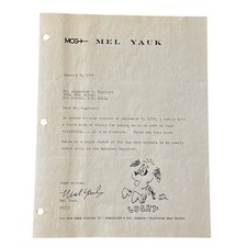 Mel Yauk Original Sketch on Typed Letter Signed “Life With Lucky” Comic Artist picture
