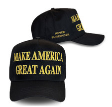 Official Gold Dark MAGA Never Surrender Hat (Made in USA) picture
