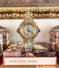 Antique French Victorian Renaissance Revival Figural Mantel Clock Gilt Bronze picture