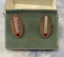 Vintage Mid-Century Honeywell Thermometer Cufflinks Set In Original Box Made USA picture