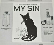 1965 Lanvin My Sin Perfume Black Cat Spray Atomizer Purse Flacon VTG Print Ad picture