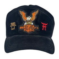 Vintage 70’s Harley Davidson Bald Eagle Korea Black Velvet SnapBack Hat Cap picture
