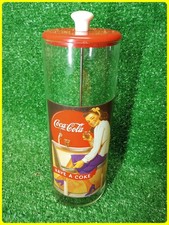 Vintage Coca-Cola Straw Dispenser “Have a Coke” Clear Glass 9 Inch Tall Complete picture