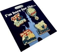 Disney Parks 4 Pk Gold Multicolor I'm Here For The Ears Pins Photos Food Pin Set picture