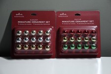 NIP Hallmark Miniature Glass Ball Ornament Set 30 Pieces Red Green Silver Gold picture