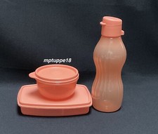✅ Brand New Tupperware Side-by-Side Lunch Set  Of Three ~ Orange* picture