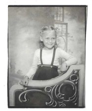 VTG B&W Found Snapshot Photo Adorable Young Blonde Girl Posing in Studio picture