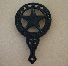 VINTAGE CAST IRON TEXAS LONE STAR STATE TRIVET picture