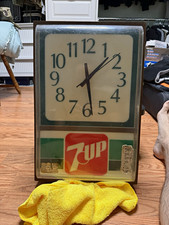 7UP Vintage 1983 Electric Advertising Sign Wall Clock, Green White Red picture