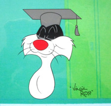 1982 VIRGIL ROSS SIGNED SYLVESTER CAT Warner Brothers ORIGINAL PRODUCTION CEL picture