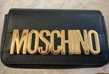 Moschino Milano Black Logo Flap Crossbody Bag Magnetic, Detachable Strap picture