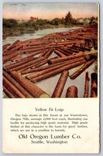 Seattle Antique Oregon Postcard WARRENTON Yellow Fir Logs Lumber 1908 picture