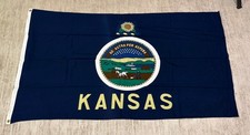Kansas State Flag Vintage Paramount Flag Co 3x5 Ajax 100% Cotton Canvas Header picture