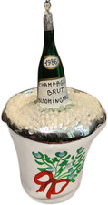 Vintage 1986 Bloomingdales Champagne Ice Bucket Glass Christmas Ornament Italy picture