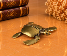 Mini Vintage Brass Sea Turtle Statue Ornament Animal Collectible Sea Turtle Gift picture
