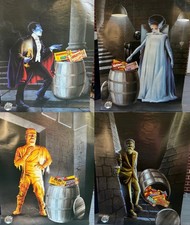 4 Vintage 1995 Universal Monsters Mars Incorpoated.  36x48 each picture