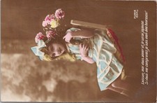 Photo PC - Children - Studio Pose Girl in Blue Dress w/ Flowers France 1909 picture