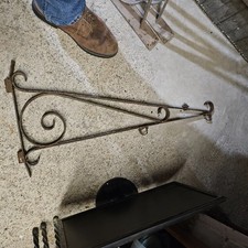 Large Vintage Industrial Scrolled Iron Sign Bracket 3' Feet 36