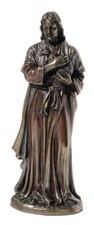 US 6.25 Inch Jesus Holding A Lamb Cold Cast Bronze Figurine Statue picture