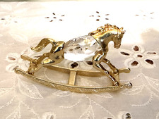 Swarovski Crystal Rocking Horse Figurine 1984 Manon Gold Sparkles Vintage picture